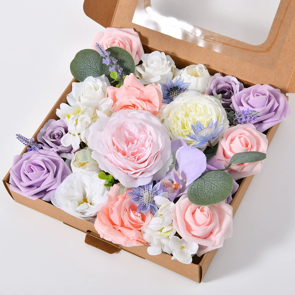 DIY flower box with pink purple