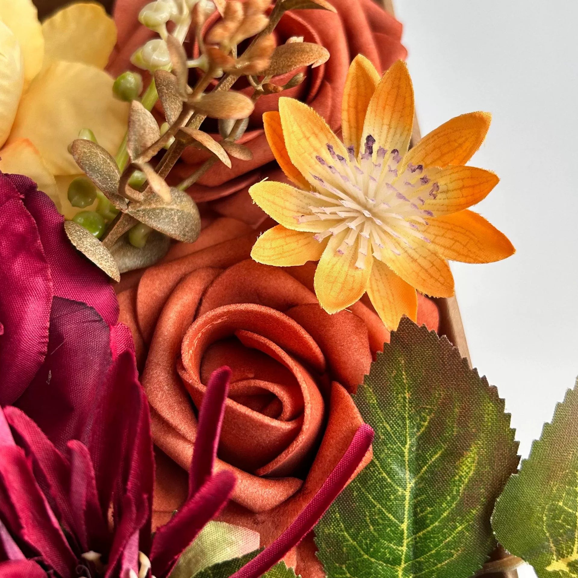 DIY flower box with Autumn red