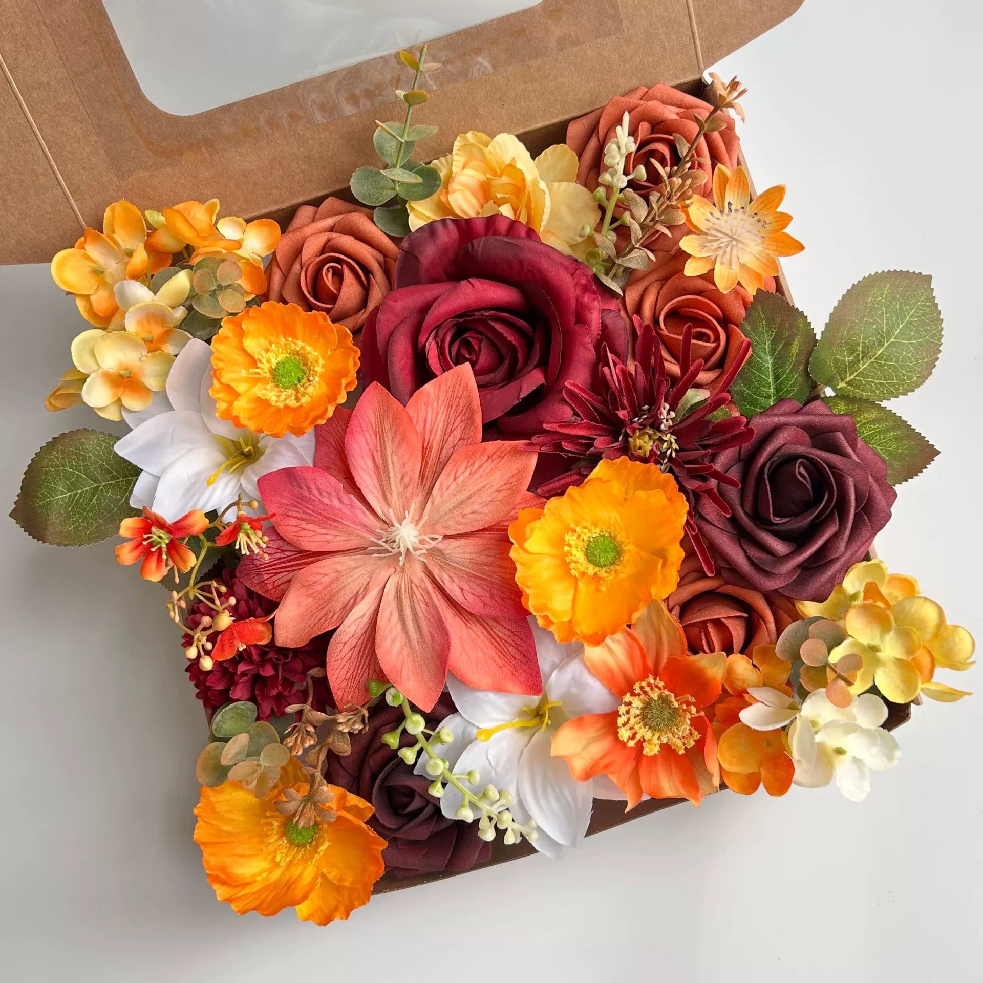 DIY flower box with Autumn red