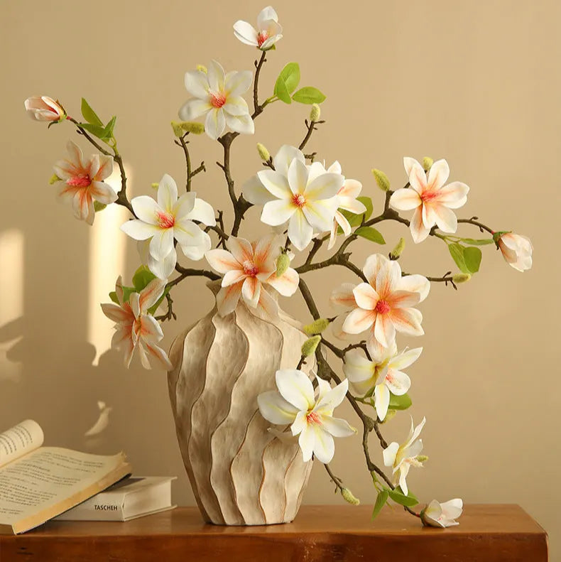 Artificial Flower Four-Headed West Lake Magnolia 3pcs - 22.4in