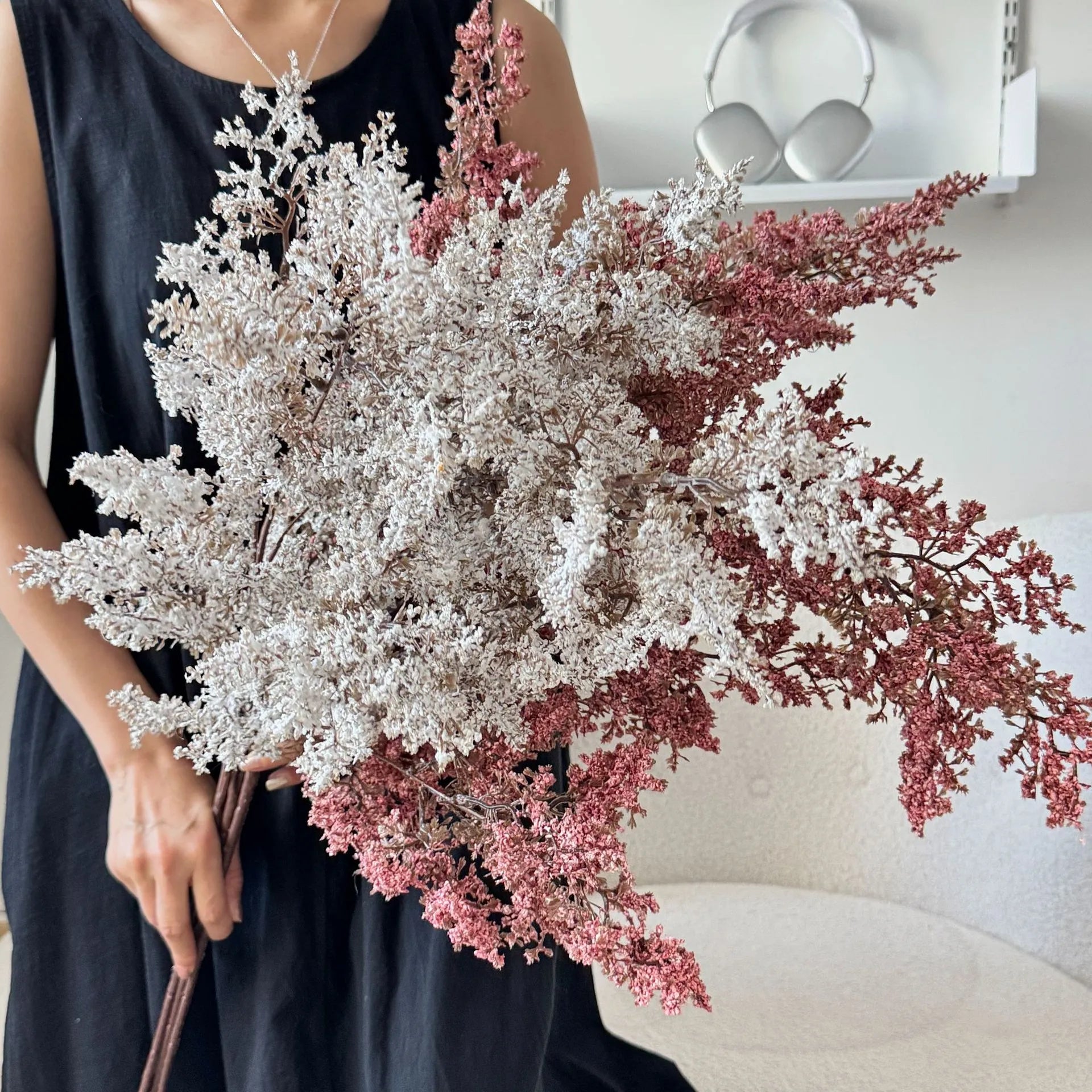 Frosted Artificial Green Plant Fake Flower 6pcs - 44in
