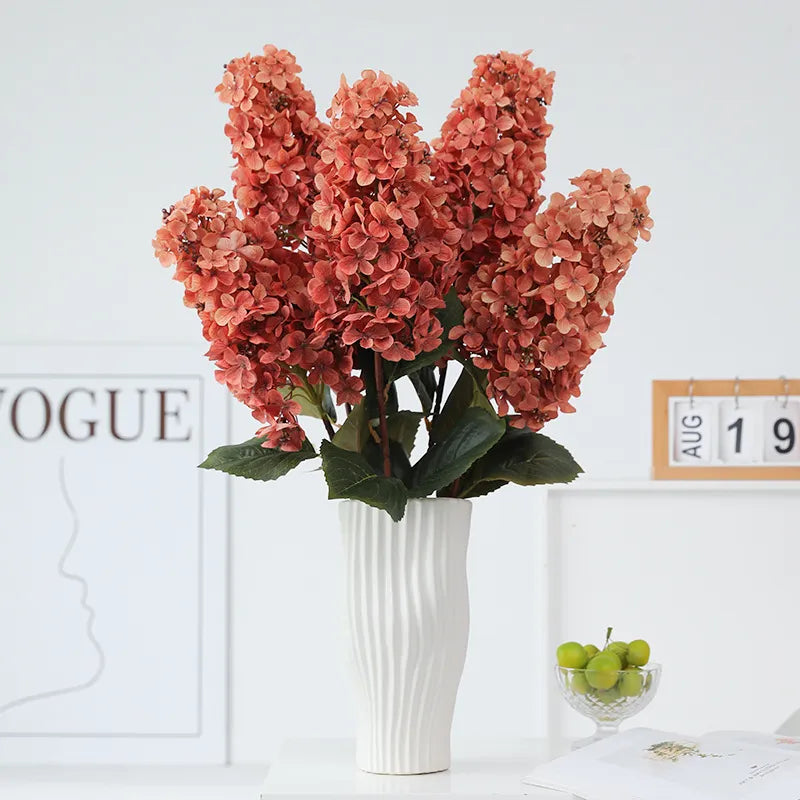 Vintage Autumn Color Pagoda Hydrangea Artificial Flowers 6pcs - 32.7in