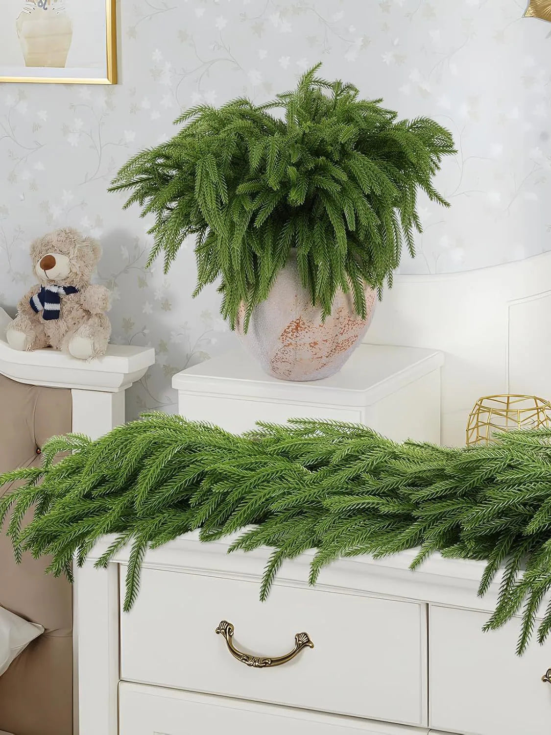 Holiday Decoration Soft Pine Needles 12pcs - 17.8in
