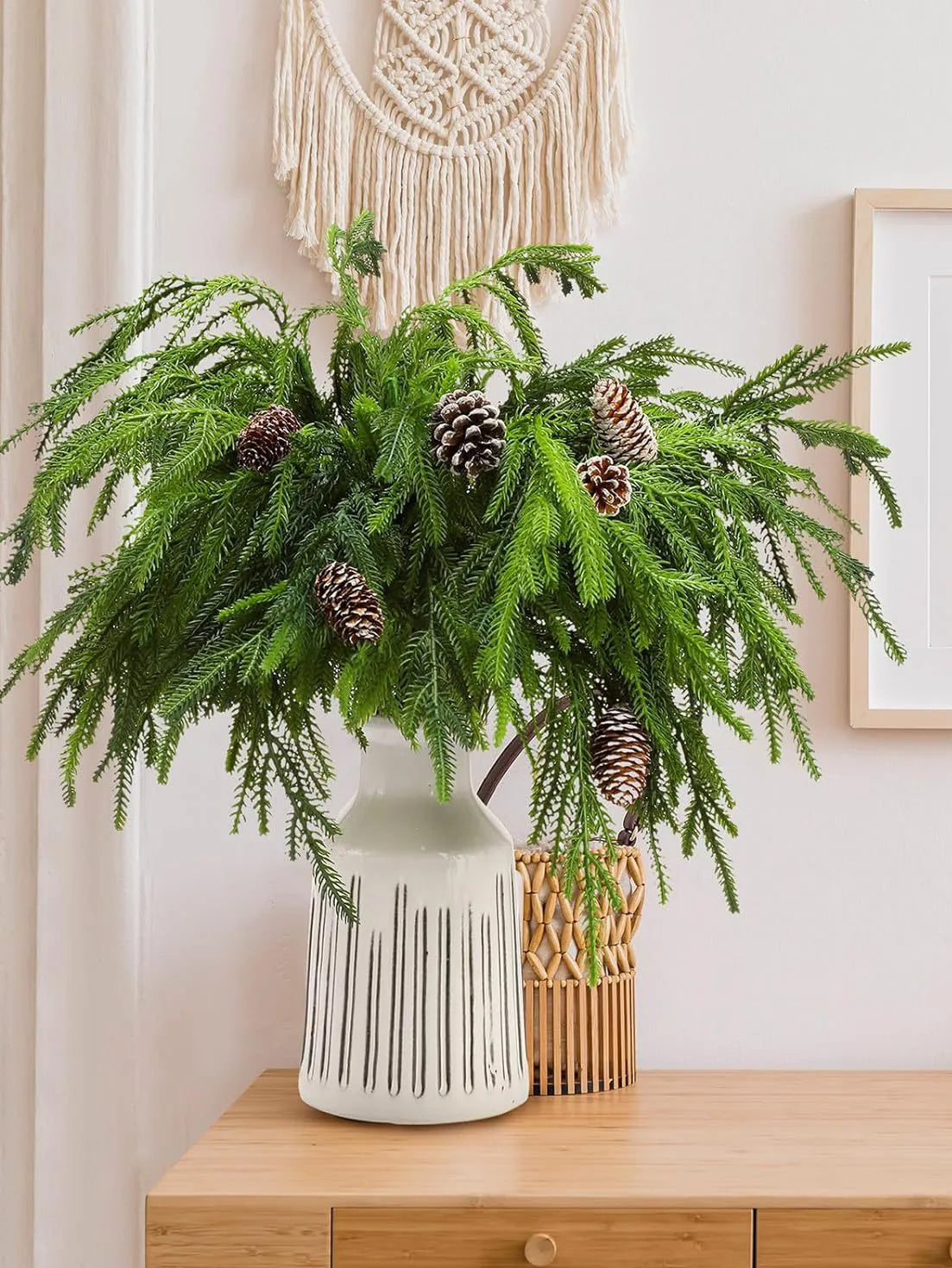 Holiday Decoration Soft Pine Needles 12pcs - 17.8in