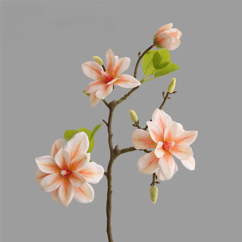 Artificial Flower Four-Headed West Lake Magnolia 3pcs - 22.4in