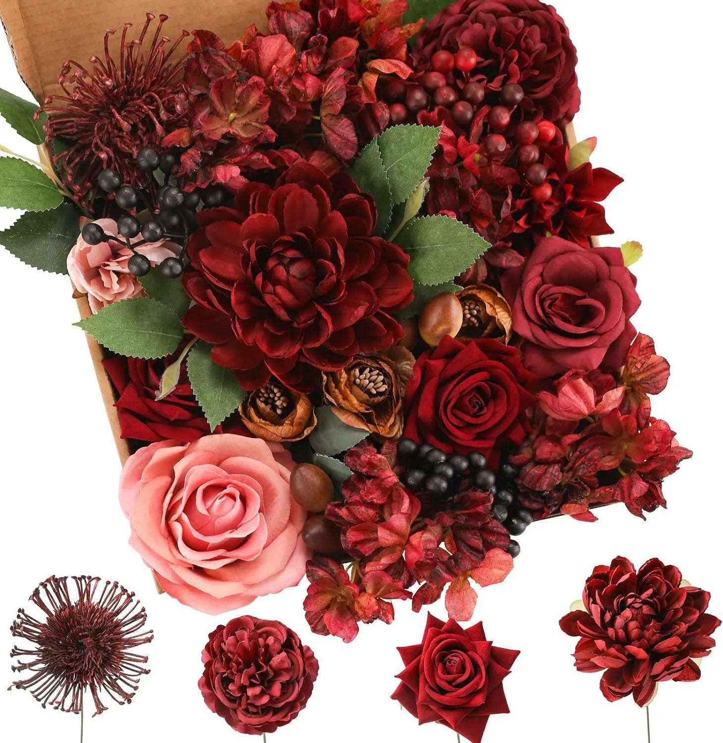 Wedding party DIY flowers box Red