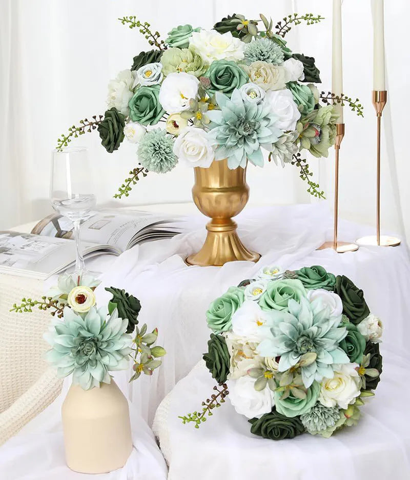 Wedding party DIY flowers box Green color