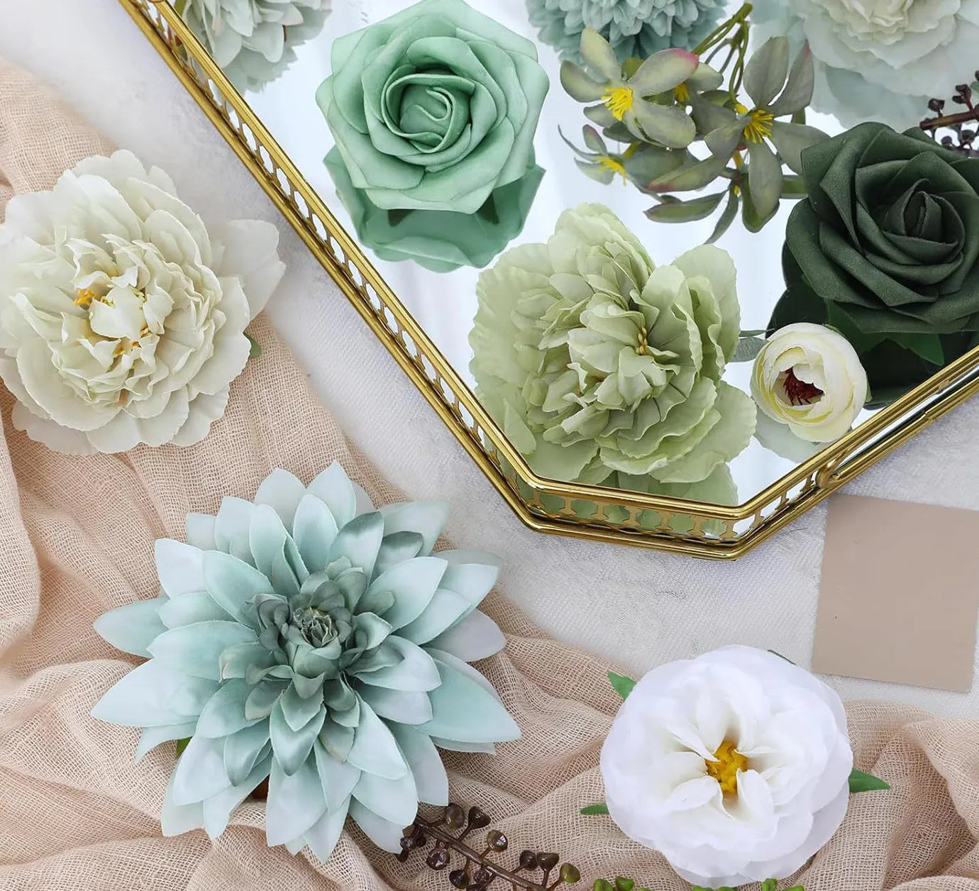 Wedding party DIY flowers box Green color