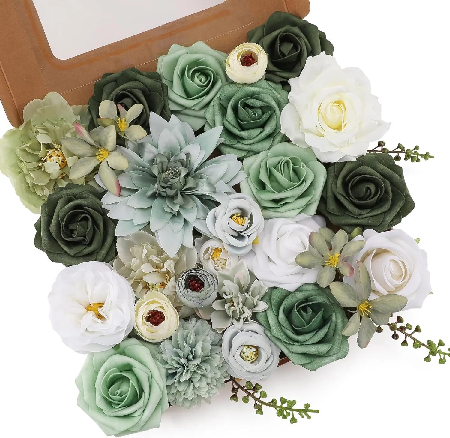 Wedding party DIY flowers box Green color