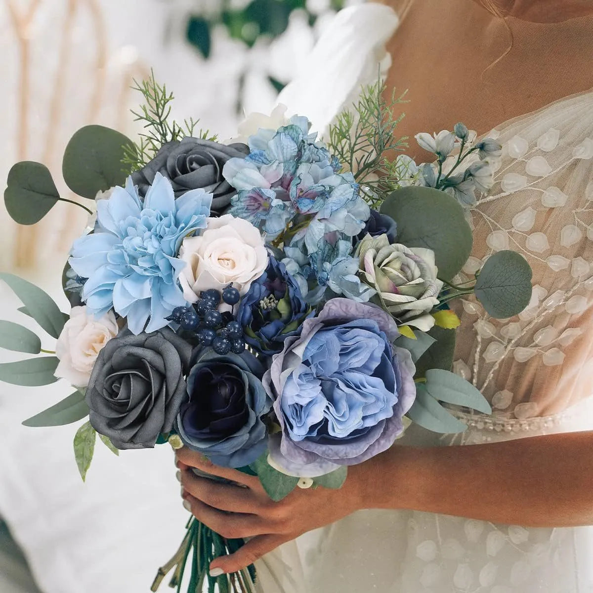 Wedding party DIY flowers box blue color