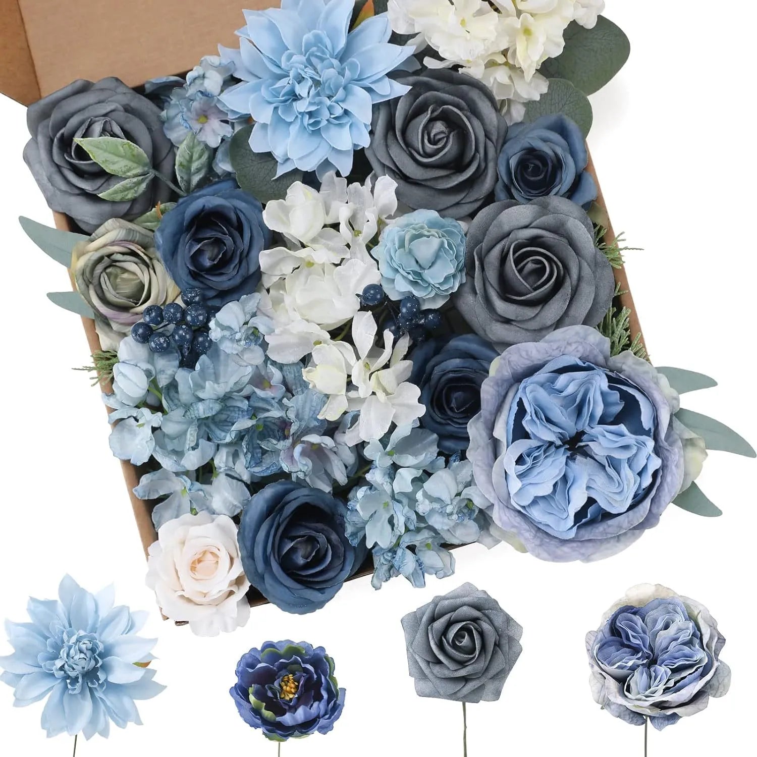 Wedding party DIY flowers box blue color