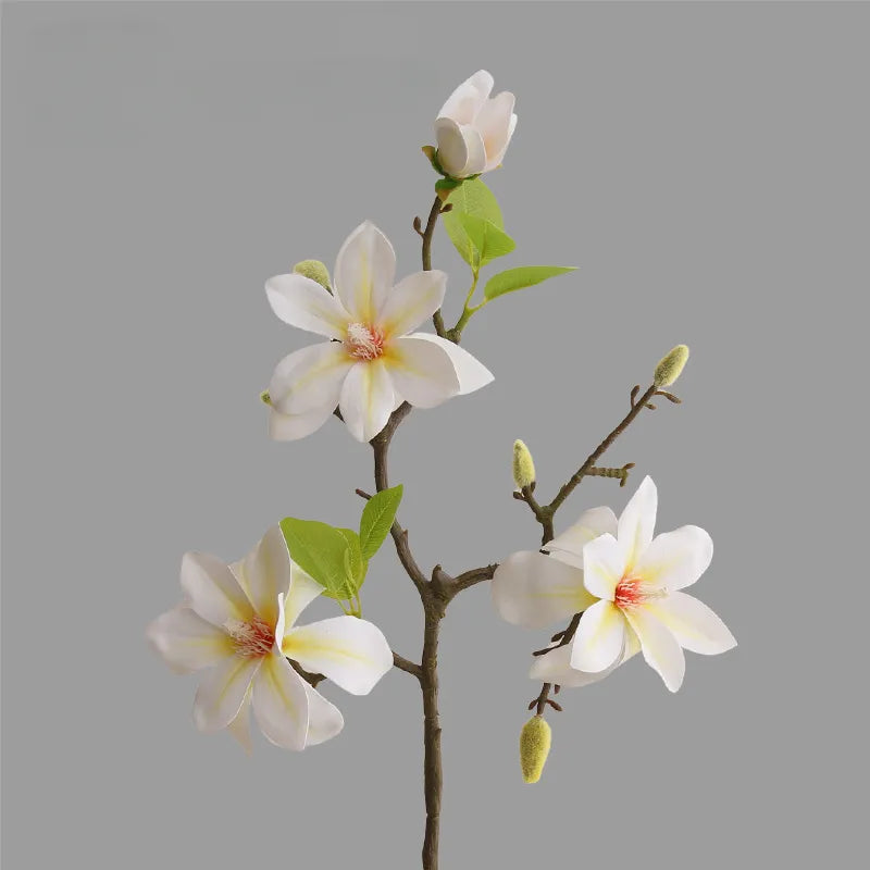 Artificial Flower Four-Headed West Lake Magnolia 3pcs - 22.4in