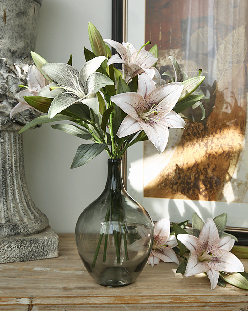 Artificial Flowers Fake Flowers Vintage Decoration 2 Heads Autumn Lily