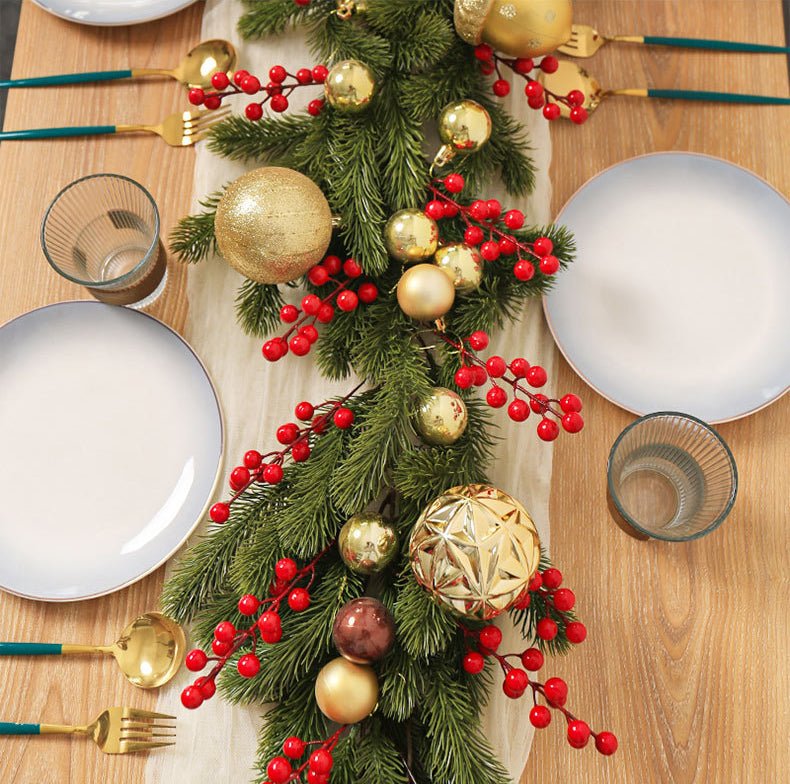 Christmas Pine Needle Rattan Decoration Door Hanging 2pcs - 78.74in