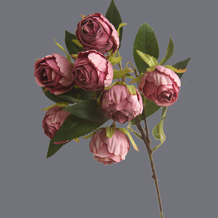 Burnt Edge Multi-Head Rose Artificial Flower Dried Flower Room Decoration