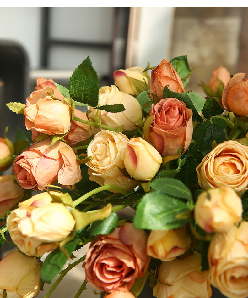 Artificial Flower Double-Ended Roasted Edge Rose Silk Flower Rose
