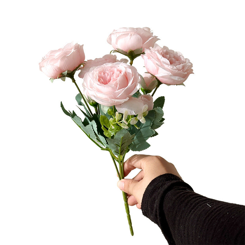 5 Peony Artificial Flowers Persian Rose Small Bunch Fake Flowers