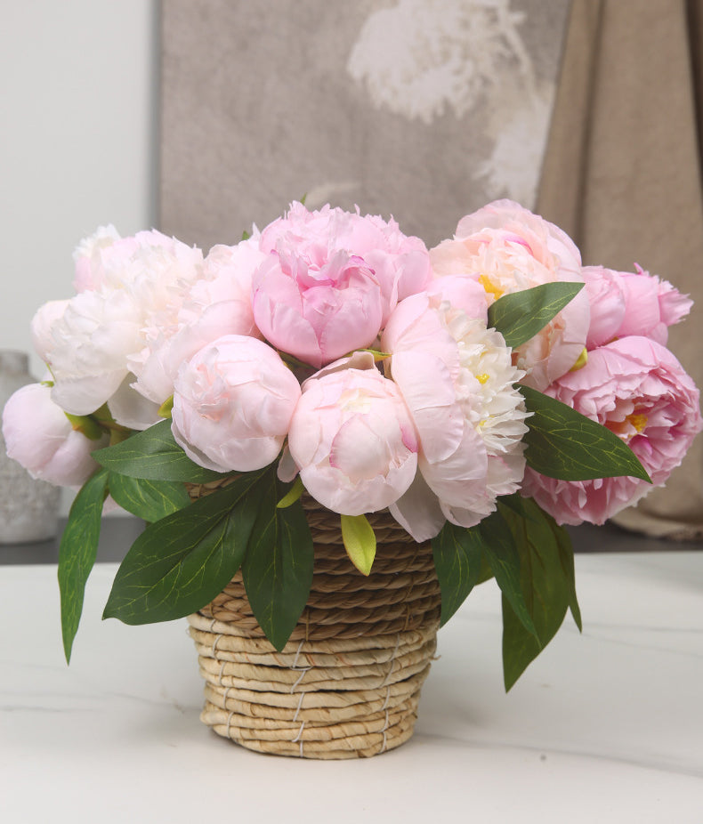 ins High-End Artificial Flowers Fake Flowers Six-Headed Peony Bouquet