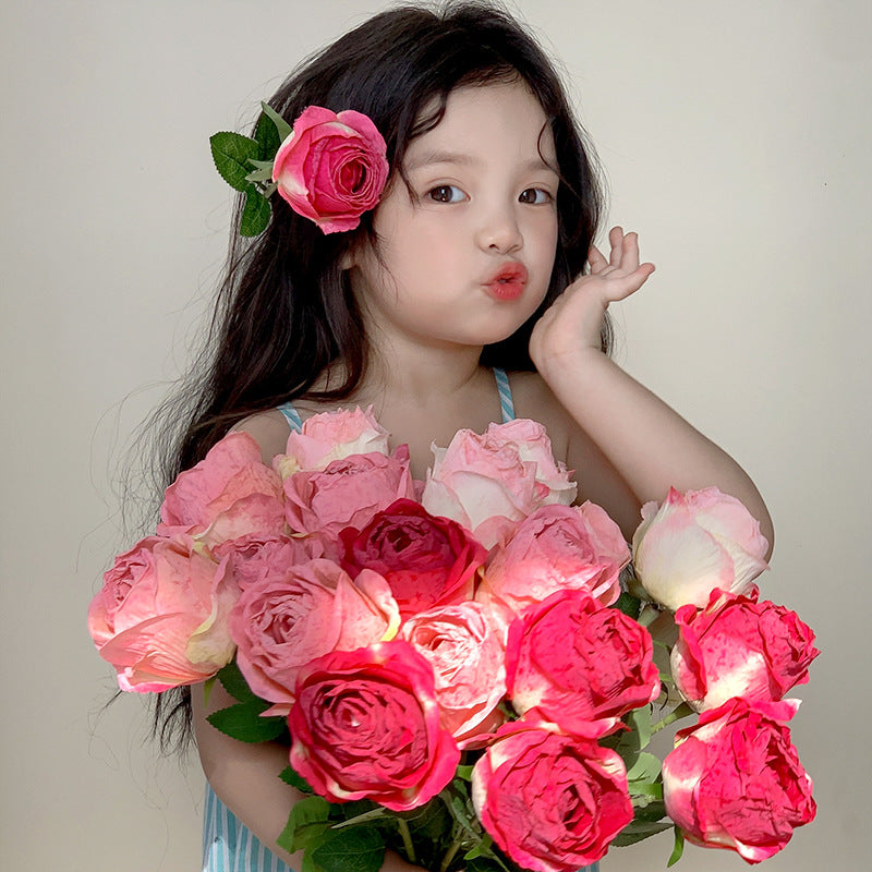 Roasted Rose Flower with Curling Edge 12pcs - 20.5in