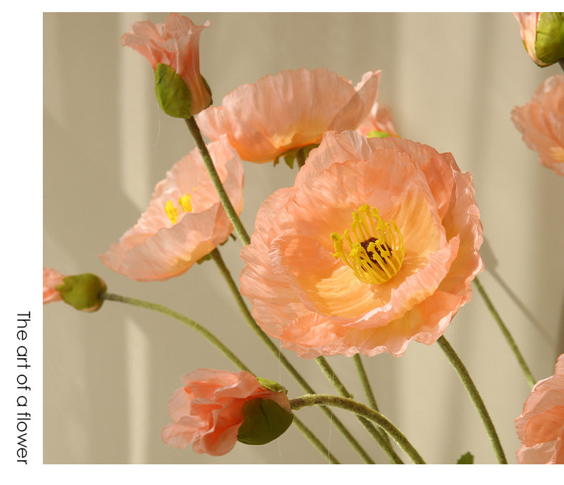 Two-Headed Poppy Artificial Flower Wedding Decoration Poppy Flower