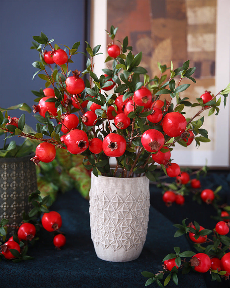 Artificial Pomegranate 6 Fruits with Leaves Pomegranate Fruit Home Decoration