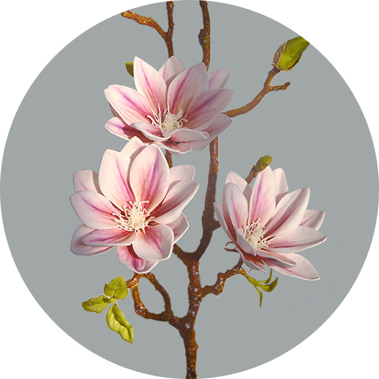 Small Magnolia Artificial Bouquet Living Room Decoration Fake Flower Decorative Flower Art Arrangement PU Hand-painted Small Magnolia