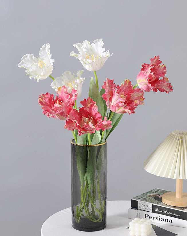Artificial Flower Single Branch Parrot Tulip 3D Printed Toothed Fake Flower