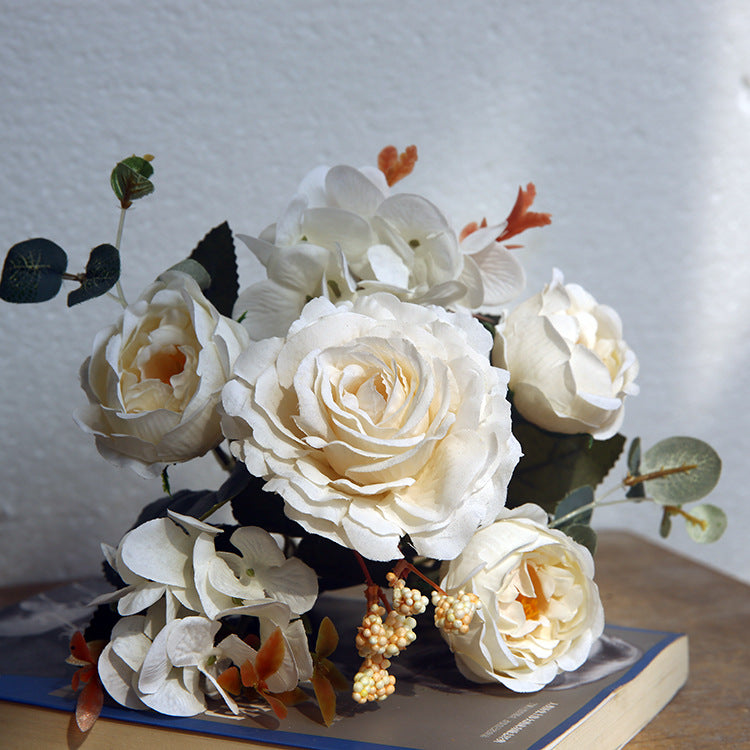 Snowflake Hibiscus Rose Artificial Flowers Fake Flowers Creative Bouquet Natural Style Decoration Dining Table