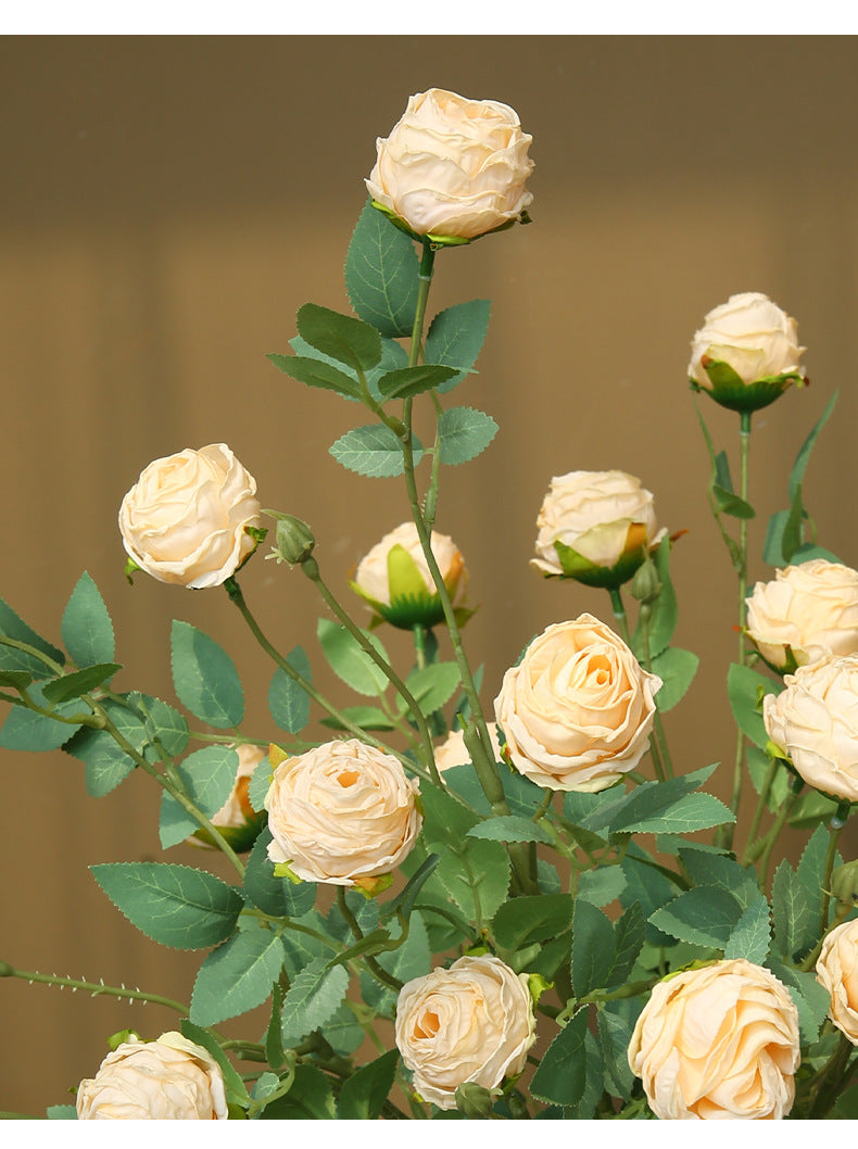 Vintage Style Artificial Flowers 3-Head Curled Rose