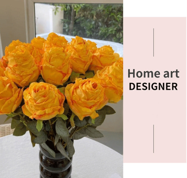 High-Quality Artificial Curled Edge Rose Forest Style Vintage Rose Home Decoration