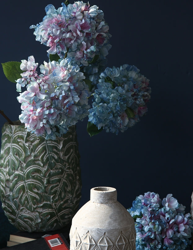 Vintage Single Branch Burnt Edge Hydrangea Artificial Flower