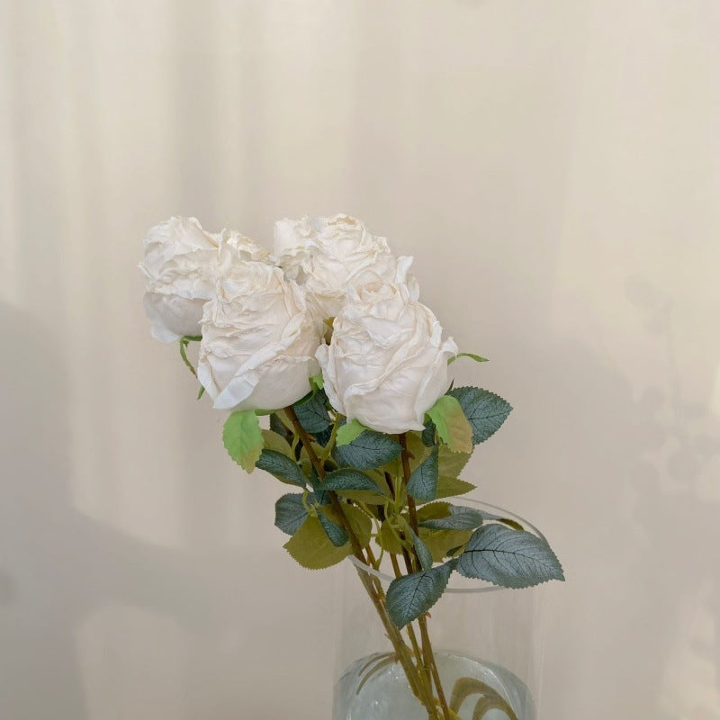 High-Quality Artificial Curled Edge Rose Forest Style Vintage Rose Home Decoration