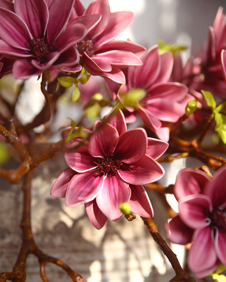Small Magnolia Artificial Bouquet Living Room Decoration Fake Flower Decorative Flower Art Arrangement PU Hand-painted Small Magnolia