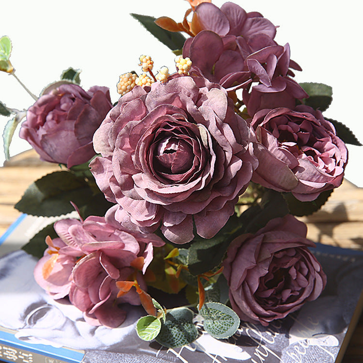 Snowflake Hibiscus Rose Artificial Flowers Fake Flowers Creative Bouquet Natural Style Decoration Dining Table