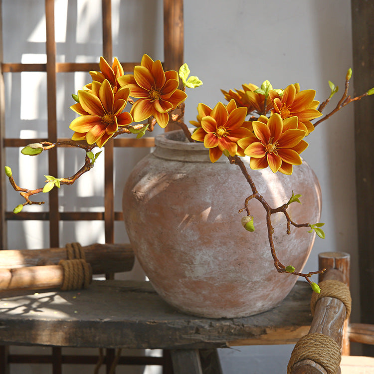 Small Magnolia Artificial Bouquet Living Room Decoration Fake Flower Decorative Flower Art Arrangement PU Hand-painted Small Magnolia