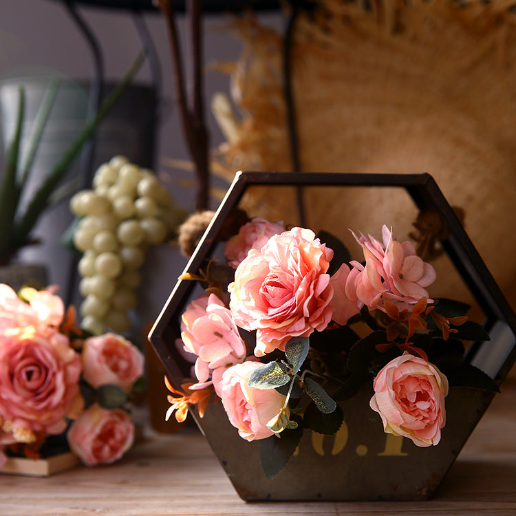 Snowflake Hibiscus Rose Artificial Flowers Fake Flowers Creative Bouquet Natural Style Decoration Dining Table