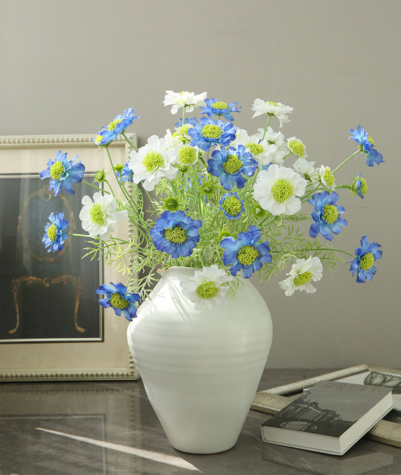 Artificial Flowers Fake Flowers Flocked Blue Potted Flowers