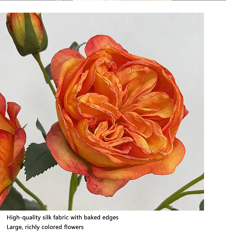 5 Heads Burnt Edge Rose Artificial Flowers Fake Flowers