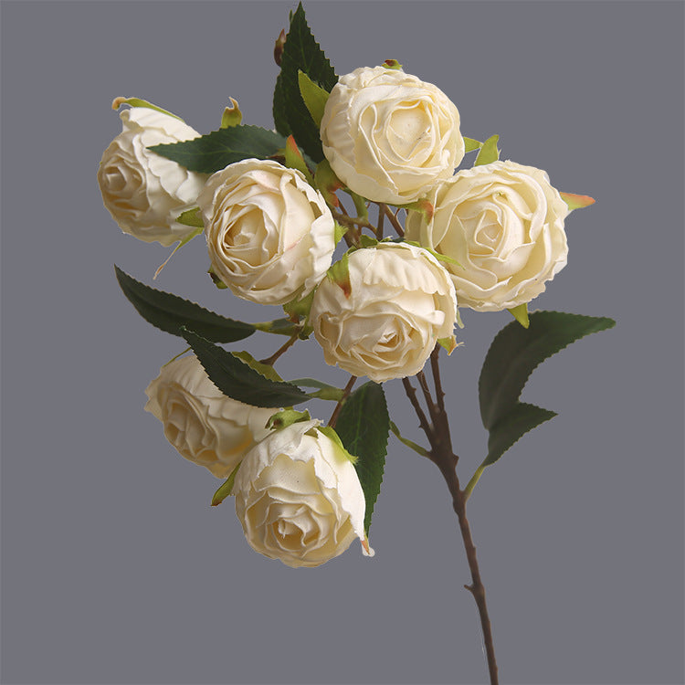 Burnt Edge Multi-Head Rose Artificial Flower Dried Flower Room Decoration