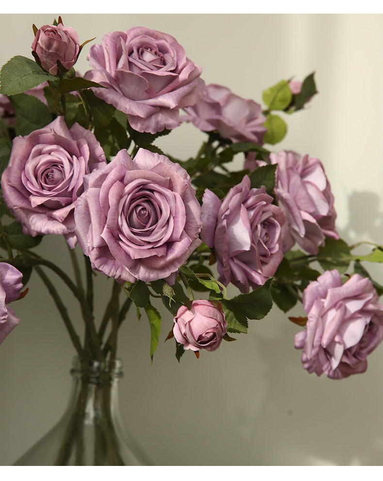 Artificial Flowers American Style 3-Head Printed Rose Home Decoration Fake Flower
