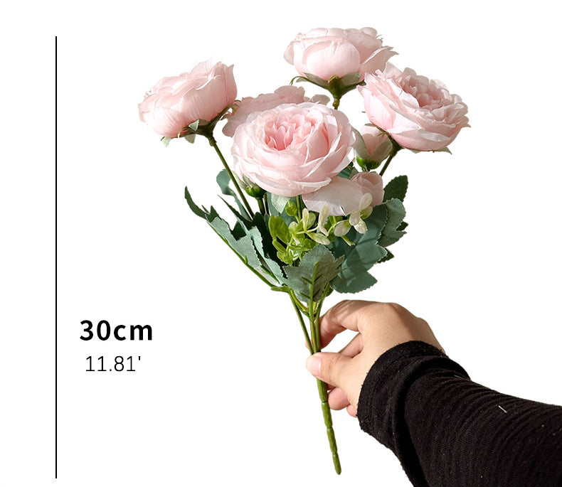5 Peony Artificial Flowers Persian Rose Small Bunch Fake Flowers
