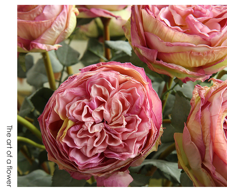 Two-Headed Austin Rose Artificial Flower Nordic Romantic Decoration