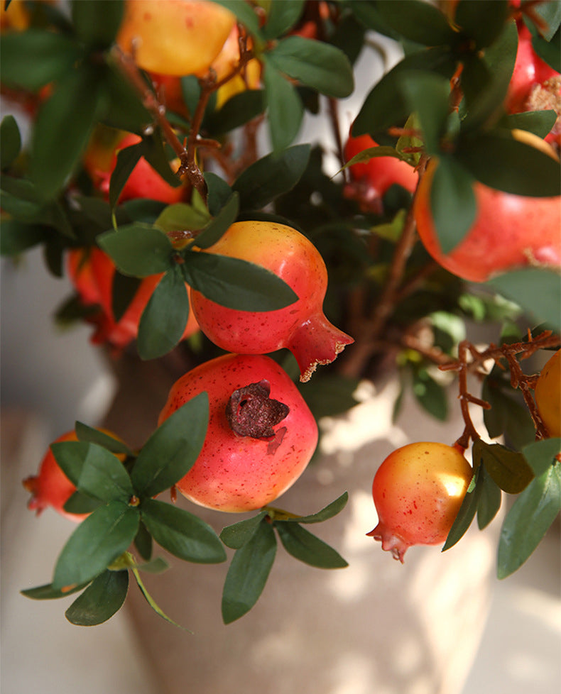 Artificial Pomegranate 6 Fruits with Leaves Pomegranate Fruit Home Decoration