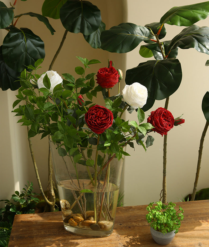 Two-Headed Austin Rose Artificial Flower Nordic Romantic Decoration