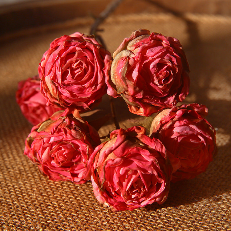 Six-Headed Burnt Edge Small Rose 12pcs - 20.8in