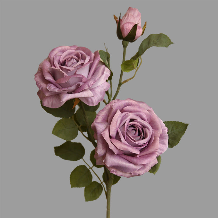 Artificial Flowers American Style 3-Head Printed Rose Home Decoration Fake Flower