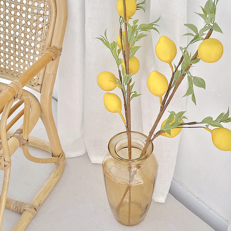INS Artificial Flower 5-Fruit Lemon Tree Lemon Branch Artificial Green Plant Fake Flower Photo Prop