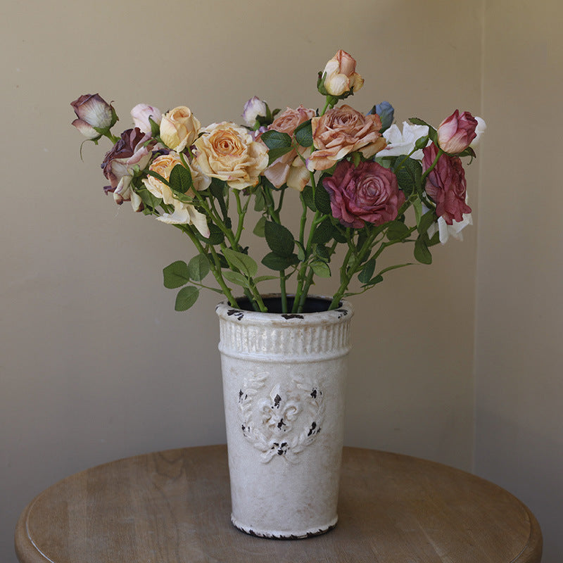 Fake Flowers Artificial Flowers 3 Heads Dried Roses
