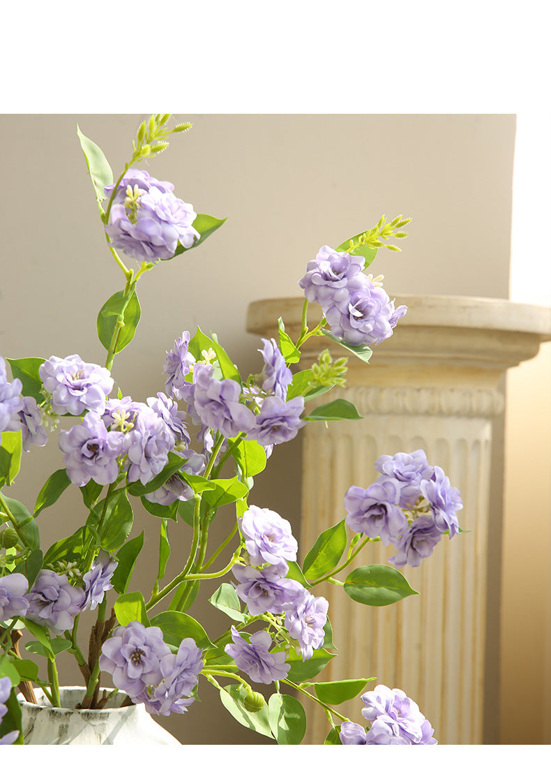 Artificial Flower Multi-Head Camellia Garden  Artificial Silk Flower Ornament Living Room Soft Decoration Ornament