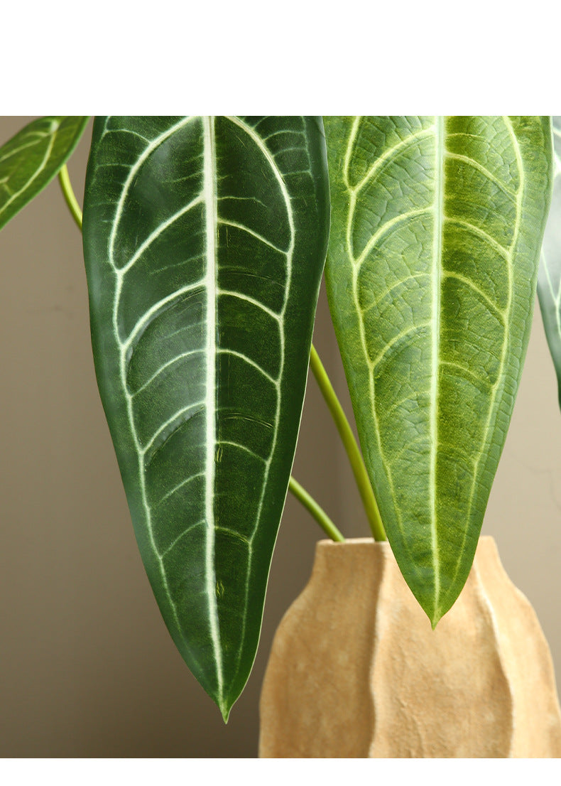 Artificial Green Plant Green Leaf Fire Lily Flower Candle Home Flower Arrangement